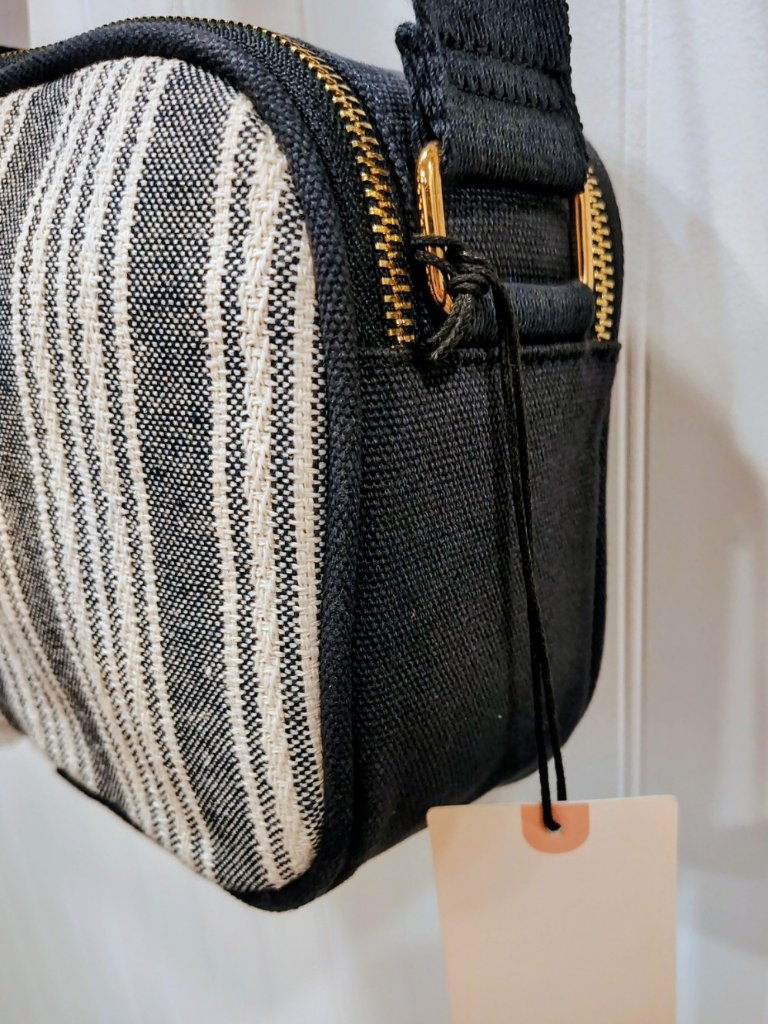 Sincerely Jules Striped Canvas Crossbody Nwt, Double Pocket, Tassel — image 8 of 8